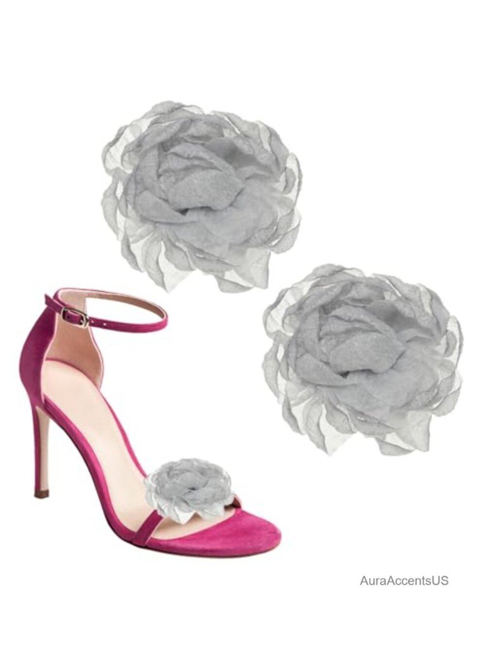 Decorative Bow Shoe Clips, Removable Cloth & Alloy Charms for Heels Flats